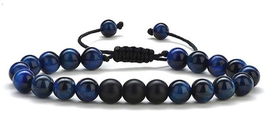 Cross-Border Hot Selling Men's Bracelet Stone Tiger Eye Stone Braided