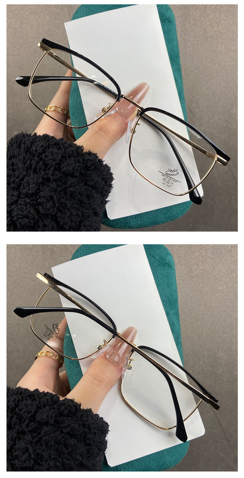 Temperament milk coffee fashion glasses square black eyebrow wire frame photochromic unisex