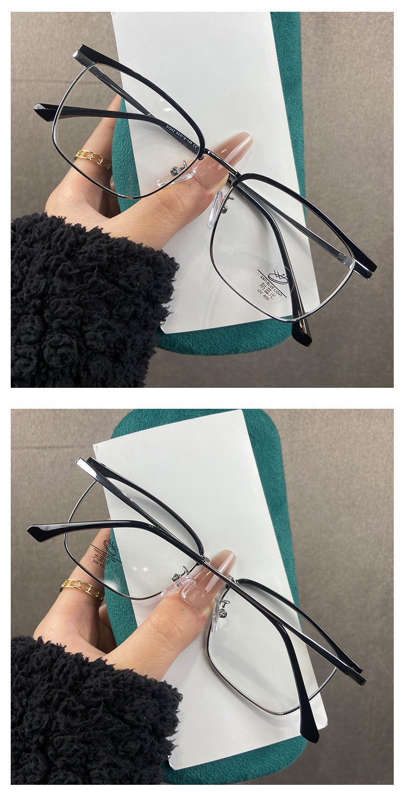 Temperament milk coffee fashion glasses square black eyebrow wire frame photochromic unisex