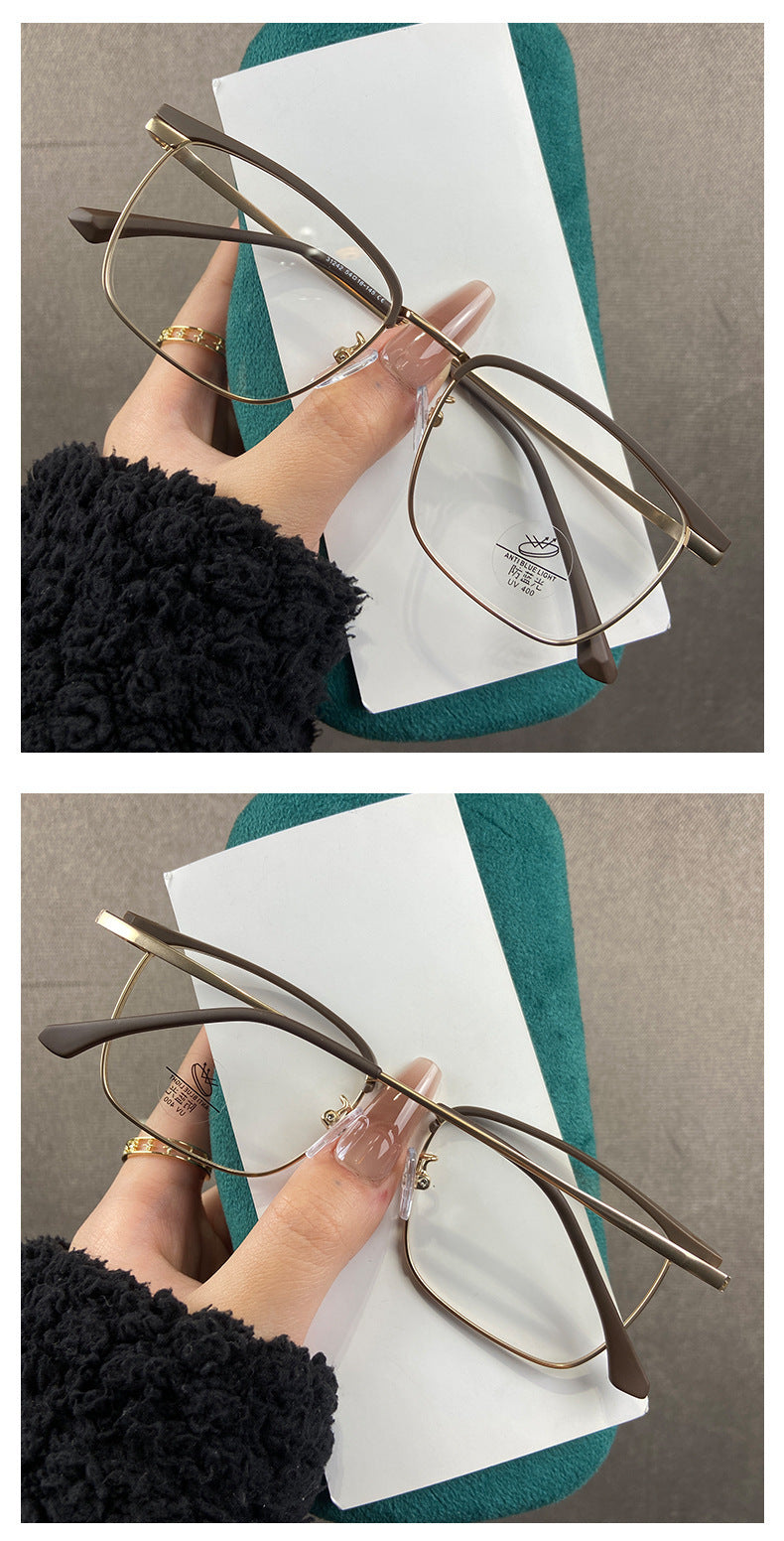Temperament milk coffee fashion glasses square black eyebrow wire frame photochromic unisex