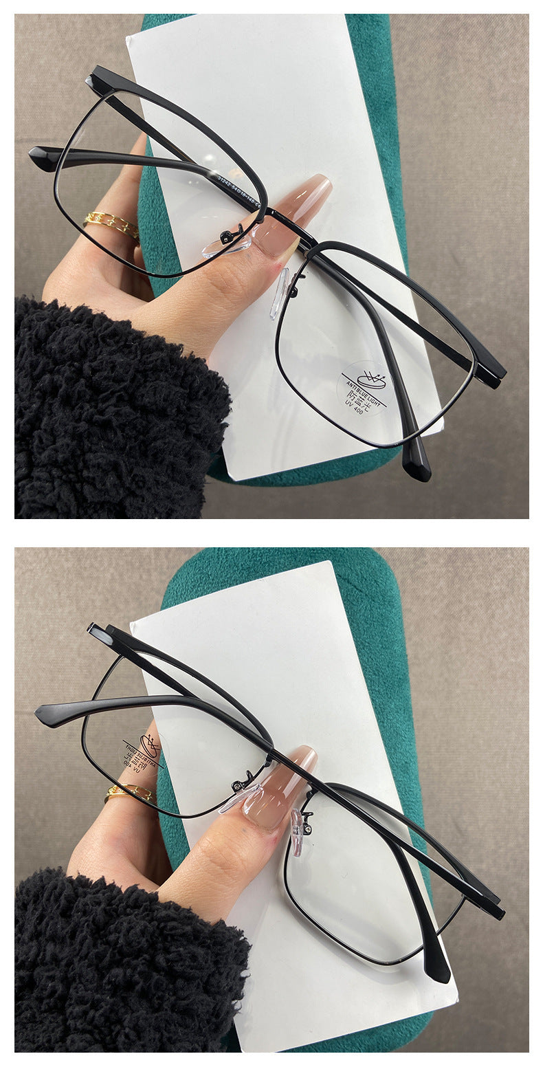Temperament milk coffee fashion glasses square black eyebrow wire frame photochromic unisex