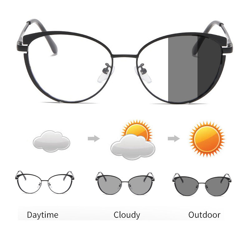 Frame glasses
New European and American Glasses Metal Round Color-Changing Anti-Blue Light