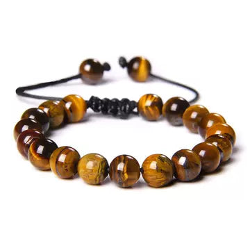 Cross-Border Hot Selling Men's Bracelet Stone Tiger Eye Stone Braided