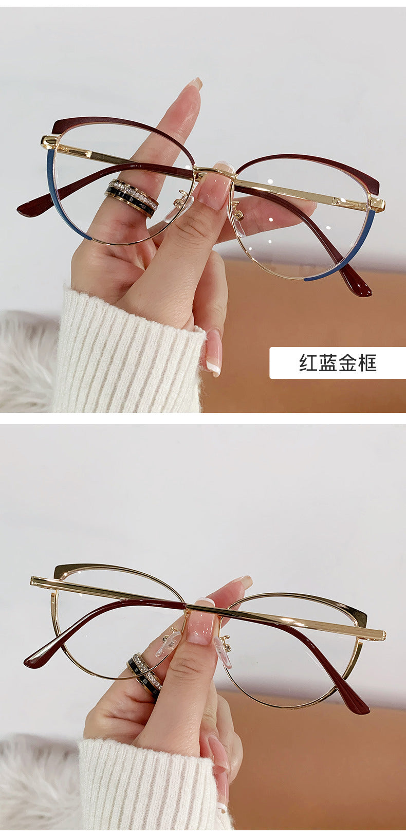 Frame glasses
New European and American Glasses Metal Round Color-Changing Anti-Blue Light